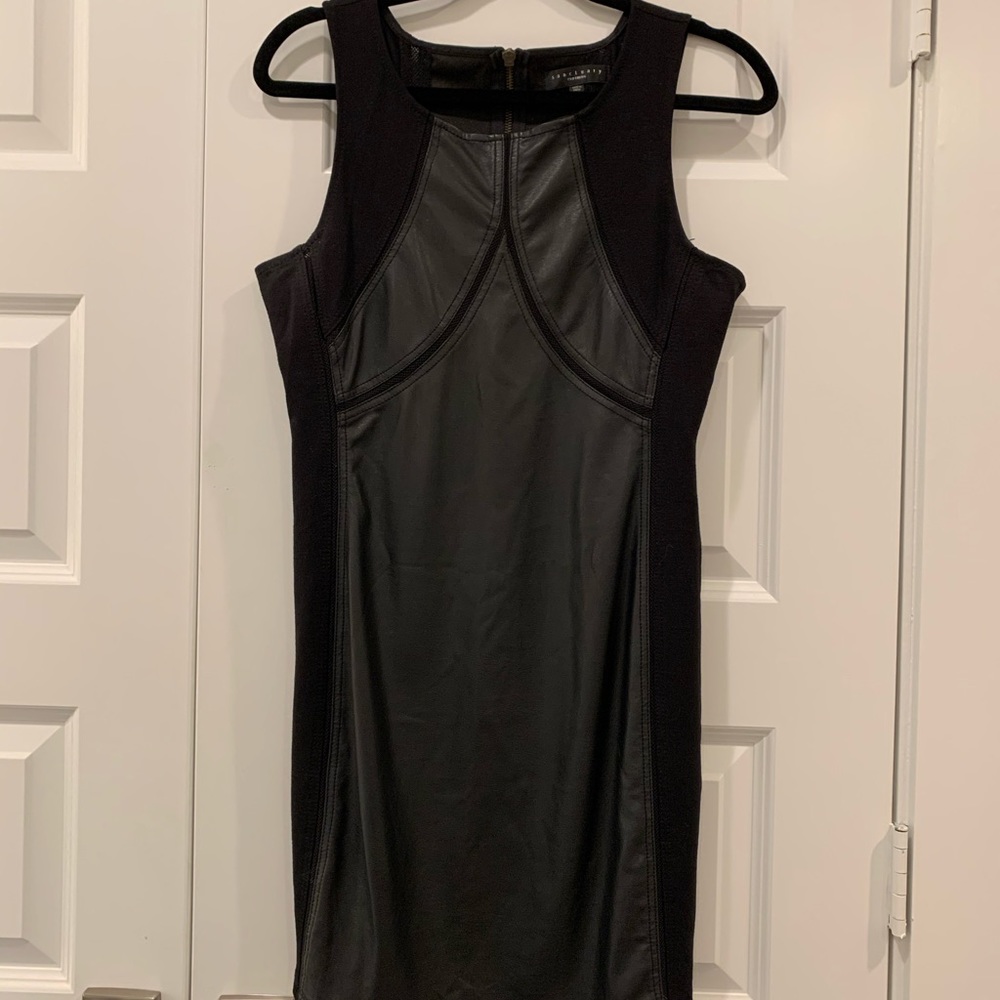 Sanctuary mixed media BLACK VEGAN LEATHER dress